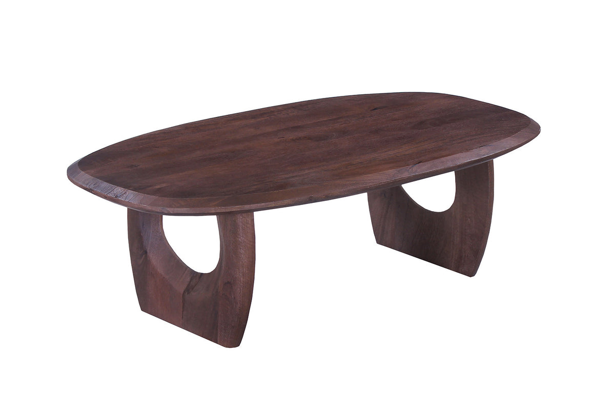 Salontafel Braga Deens Ovaal Mango hout Donkerbruin – breedte 130 cm, diepte 70 cm en hoogte 40 cm – aanzicht 5