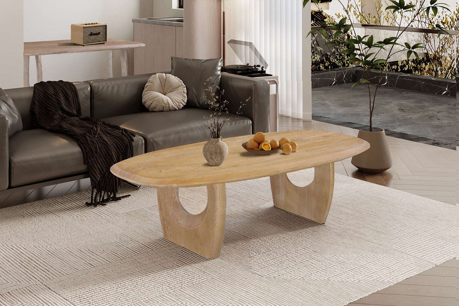 NEW - Salontafel 'Braga' Deens Ovaal Mango hout Amandel - afbeelding 2