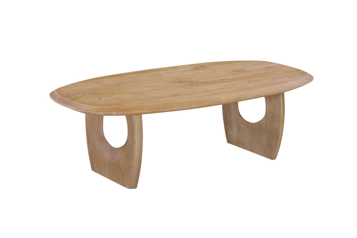 Salontafel Braga Deens Ovaal Mango hout Amandel – breedte 130 cm, diepte 70 cm en hoogte 40 cm – aanzicht 5