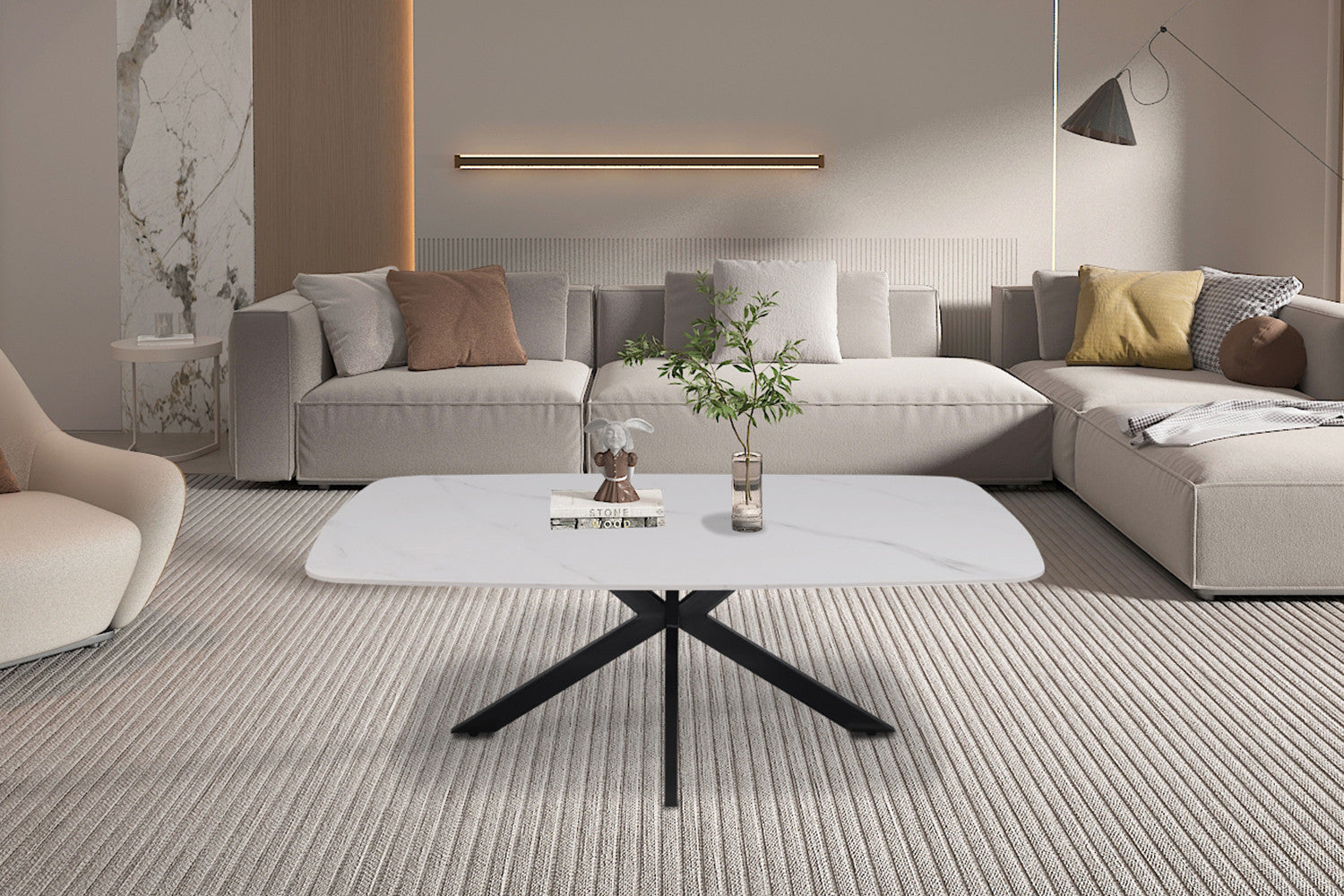 Salontafel Apollo 130 cm Deens Ovaal Steen Wit