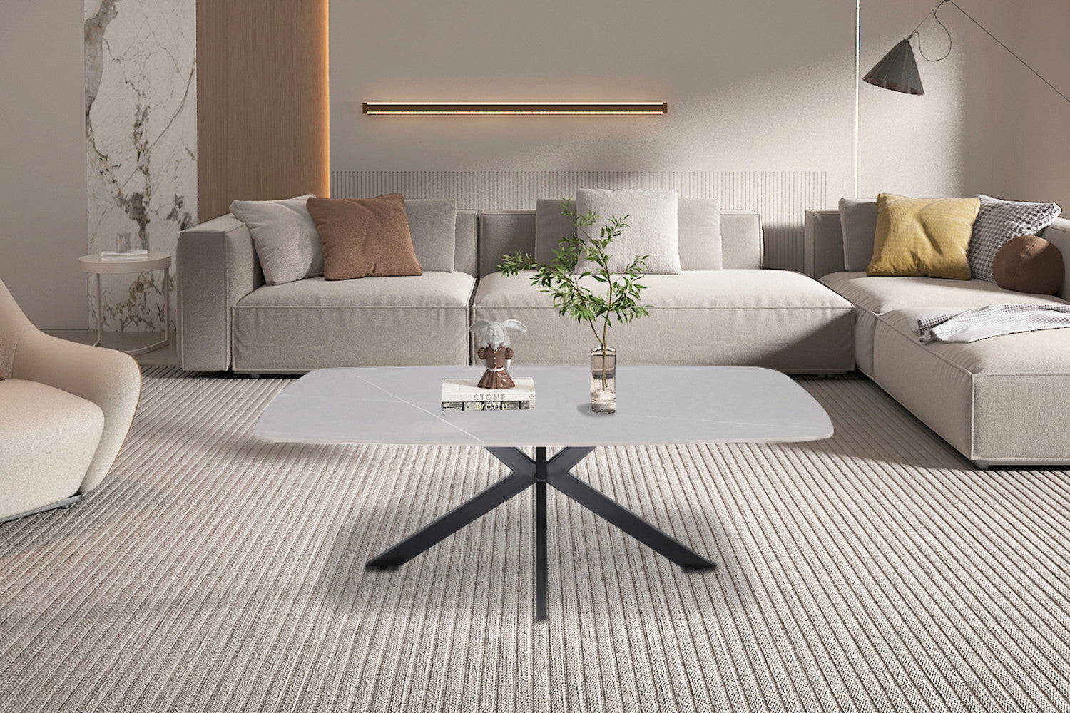 Salontafel 'Apollo' 130 cm Deens Ovaal Steen Grijs – Rousseau 3400-3