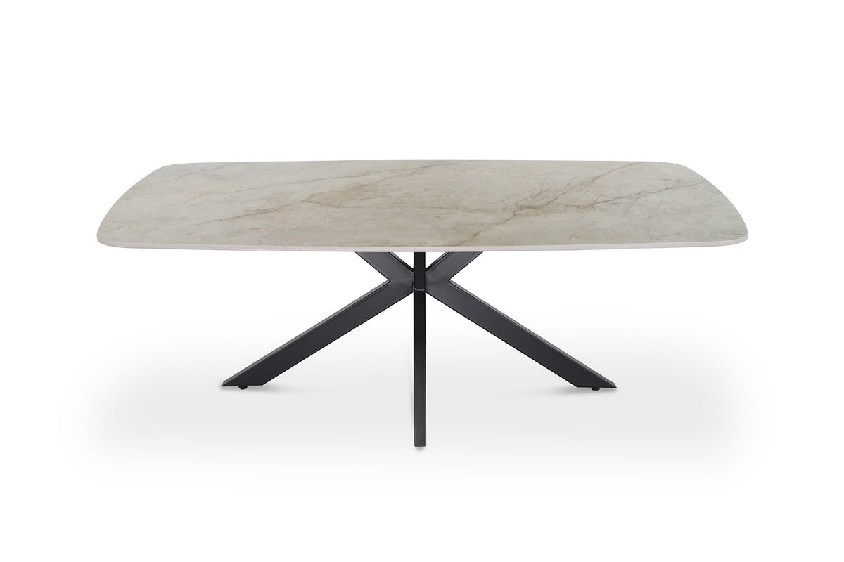Salontafel Apollo 130 cm Deens Ovaal Glanzend Steen Beige – breedte 130 cm, diepte 70 cm en hoogte 45 cm – aanzicht 3