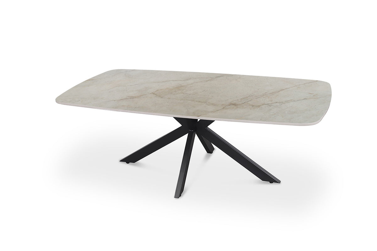Salontafel Apollo 130 cm Deens Ovaal Glanzend Steen Beige – breedte 130 cm, diepte 70 cm en hoogte 45 cm – aanzicht 4