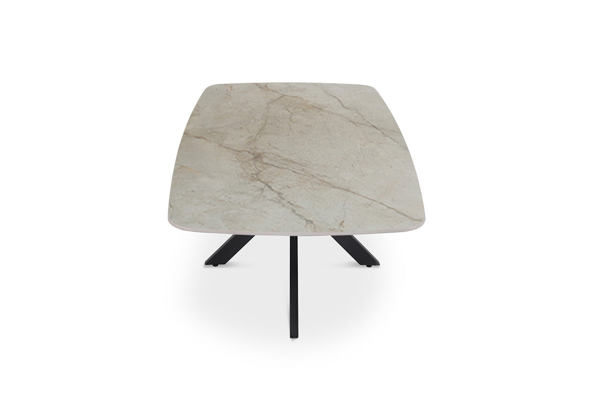 Salontafel Apollo 130 cm Deens Ovaal Glanzend Steen Beige – breedte 130 cm, diepte 70 cm en hoogte 45 cm – aanzicht 5
