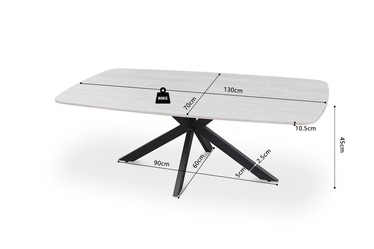 Salontafel Apollo 130 cm Deens Ovaal Steen Baroque Grijs – breedte 130 cm, diepte 70 cm en hoogte 45 cm – aanzicht 6