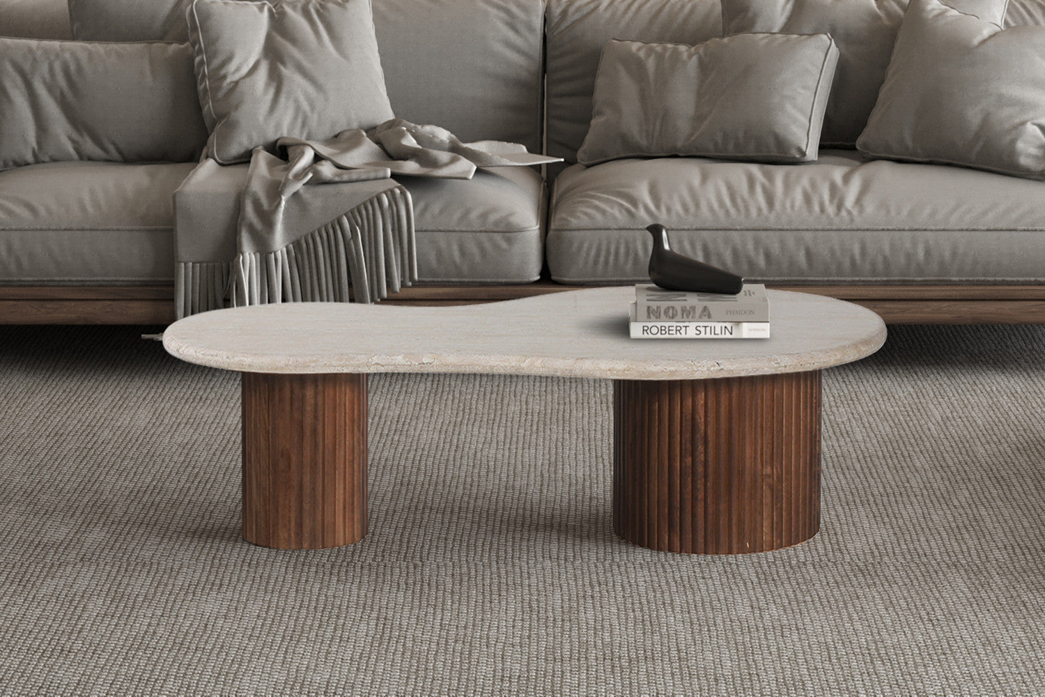 Salontafel 'Marlon' 120 cm Mango hout met Travertin Beige – Rousseau 3407