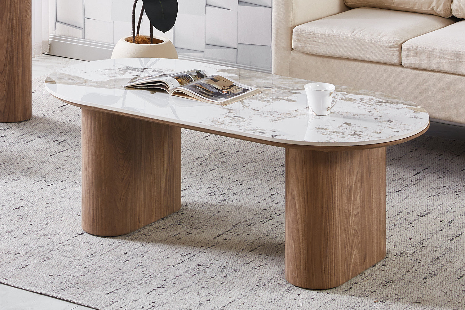 Salontafel 'Evora' Glanzend Steen Pandora – Rousseau 3410-1