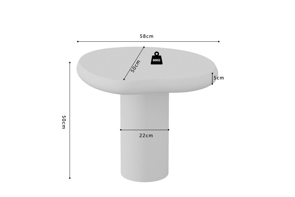 Salontafel Tavira 58 cm Cement Ecru – breedte 58 cm, diepte 50 cm en hoogte 50 cm – aanzicht 5
