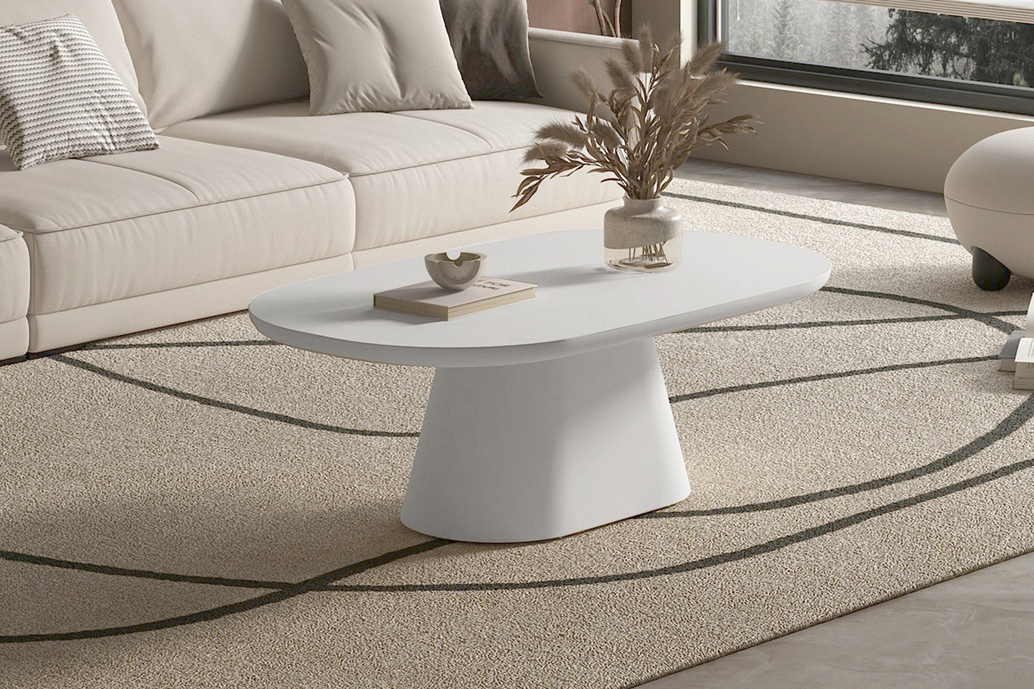 Salontafel 'Tavira' 120 cm Ovaal Cement Ecru – Rousseau 3502-3