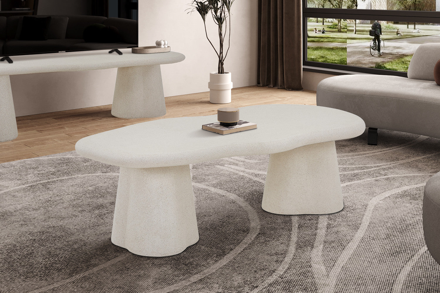 Salontafel 'Faro' 130 cm Organisch Cement - afbeelding 2
