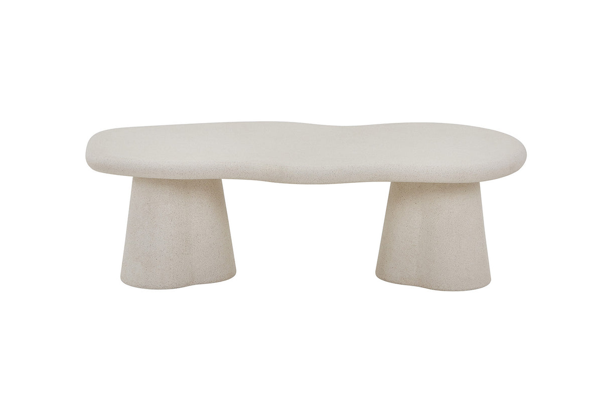 Salontafel Faro 130 cm Organisch Cement – breedte 129.5 cm, diepte 69.5 cm en hoogte 40 cm – aanzicht 4