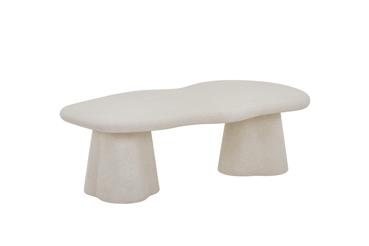 Salontafel Faro 130 cm Organisch Cement – breedte 129.5 cm, diepte 69.5 cm en hoogte 40 cm – aanzicht 5