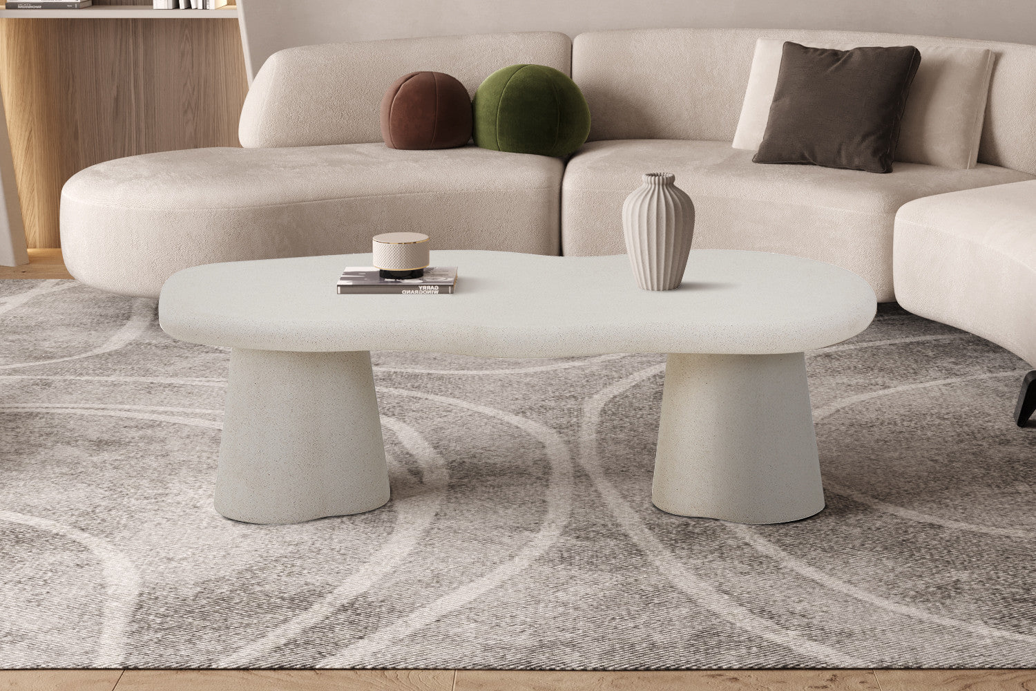 Salontafel 'Faro' 130 cm Organisch Cement – Rousseau 3510-1