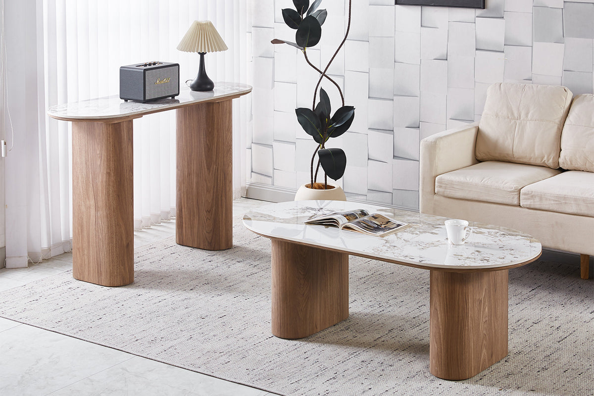 Console Evora Glanzend Steen Pandora – breedte 120 cm, diepte 40 cm en hoogte 76 cm – aanzicht 2