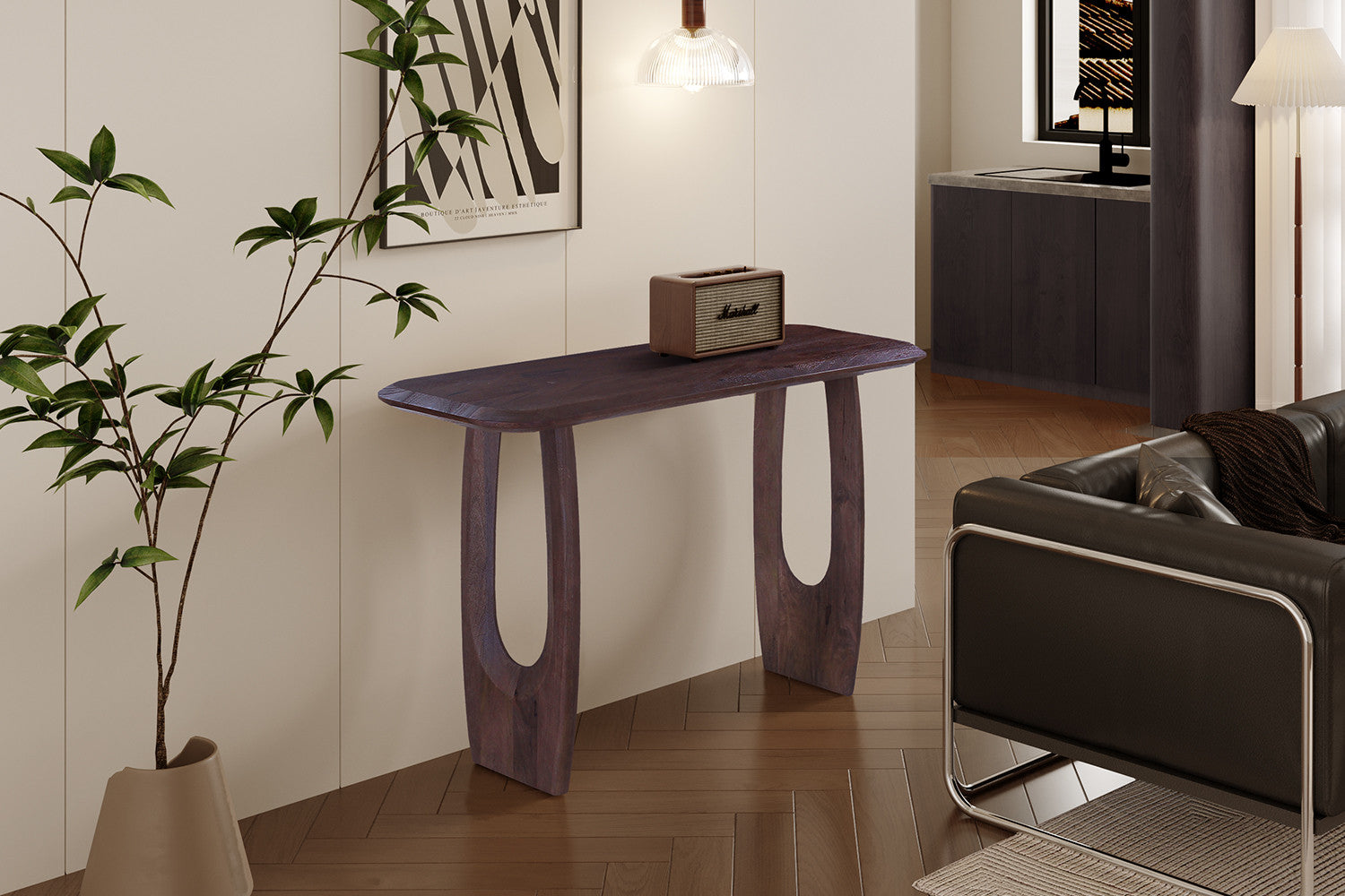 Console 'Braga' Deens Ovaal Mango hout Donkerbruin – Rousseau 3710-1