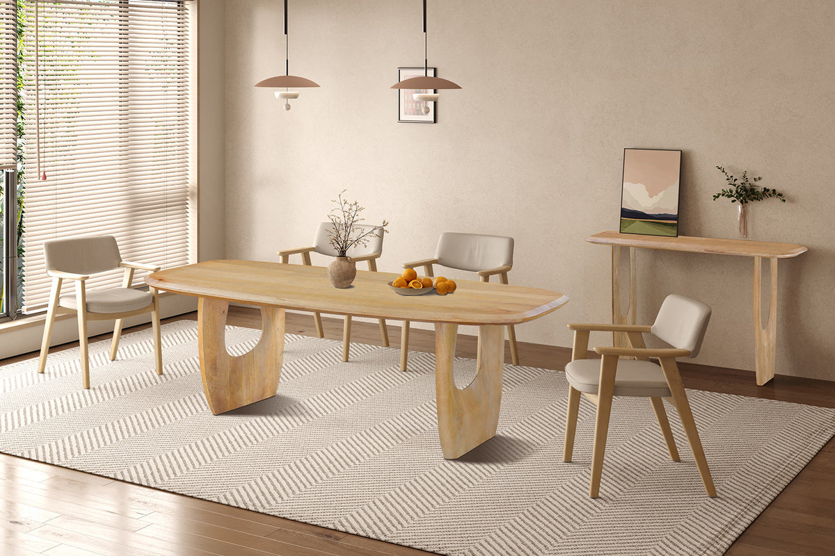 Console Braga Deens Ovaal Mango hout Amandel – breedte 120 cm, diepte 40 cm en hoogte 76 cm – aanzicht 3