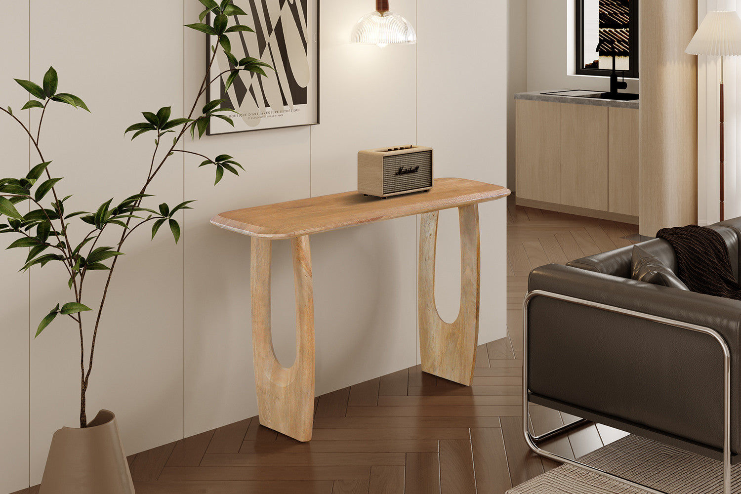 Console 'Braga' Deens Ovaal Mango hout Amandel – Rousseau 3710-2