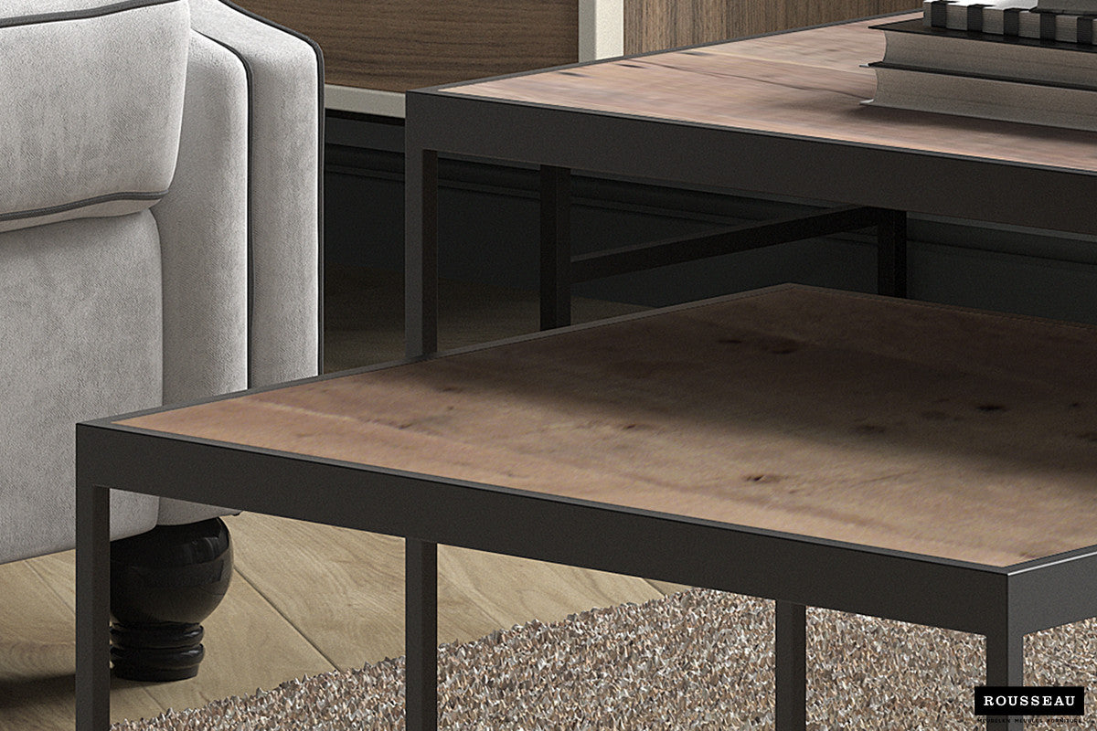 Salontafel Quinn 2-delig Mango hout – breedte 65/50 cm, diepte 65/50 cm en hoogte 45/35 cm – aanzicht 4