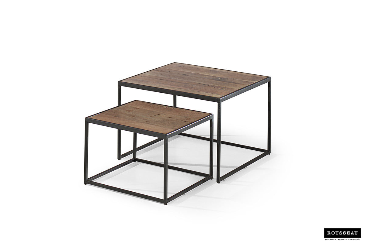 Salontafel Quinn 2-delig Mango hout – breedte 65/50 cm, diepte 65/50 cm en hoogte 45/35 cm – aanzicht 5
