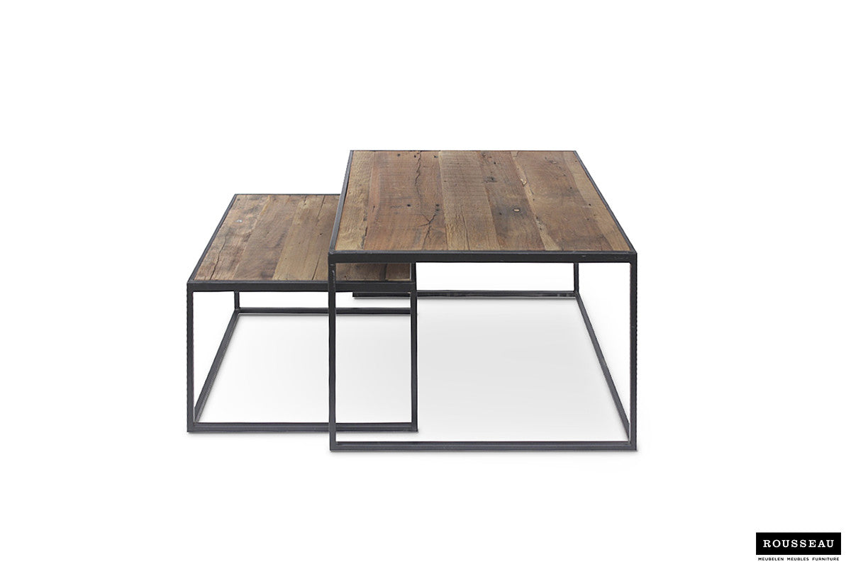 Salontafel Quinn 2-delig Mango hout – breedte 65/50 cm, diepte 65/50 cm en hoogte 45/35 cm – aanzicht 6