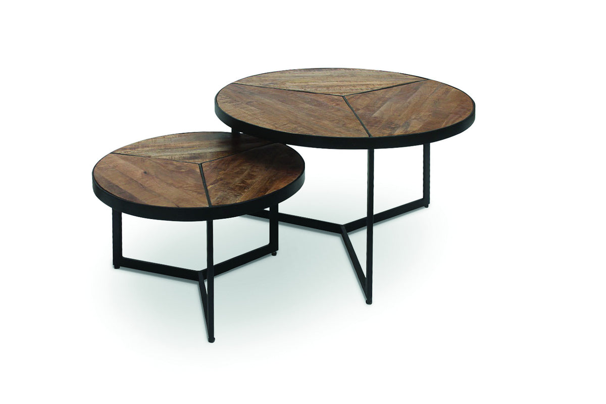 Salontafel Laveu 2-delig Mango hout – breedte 70-50 cm, diepte 70-50 cm en hoogte 40-31 cm – aanzicht 5