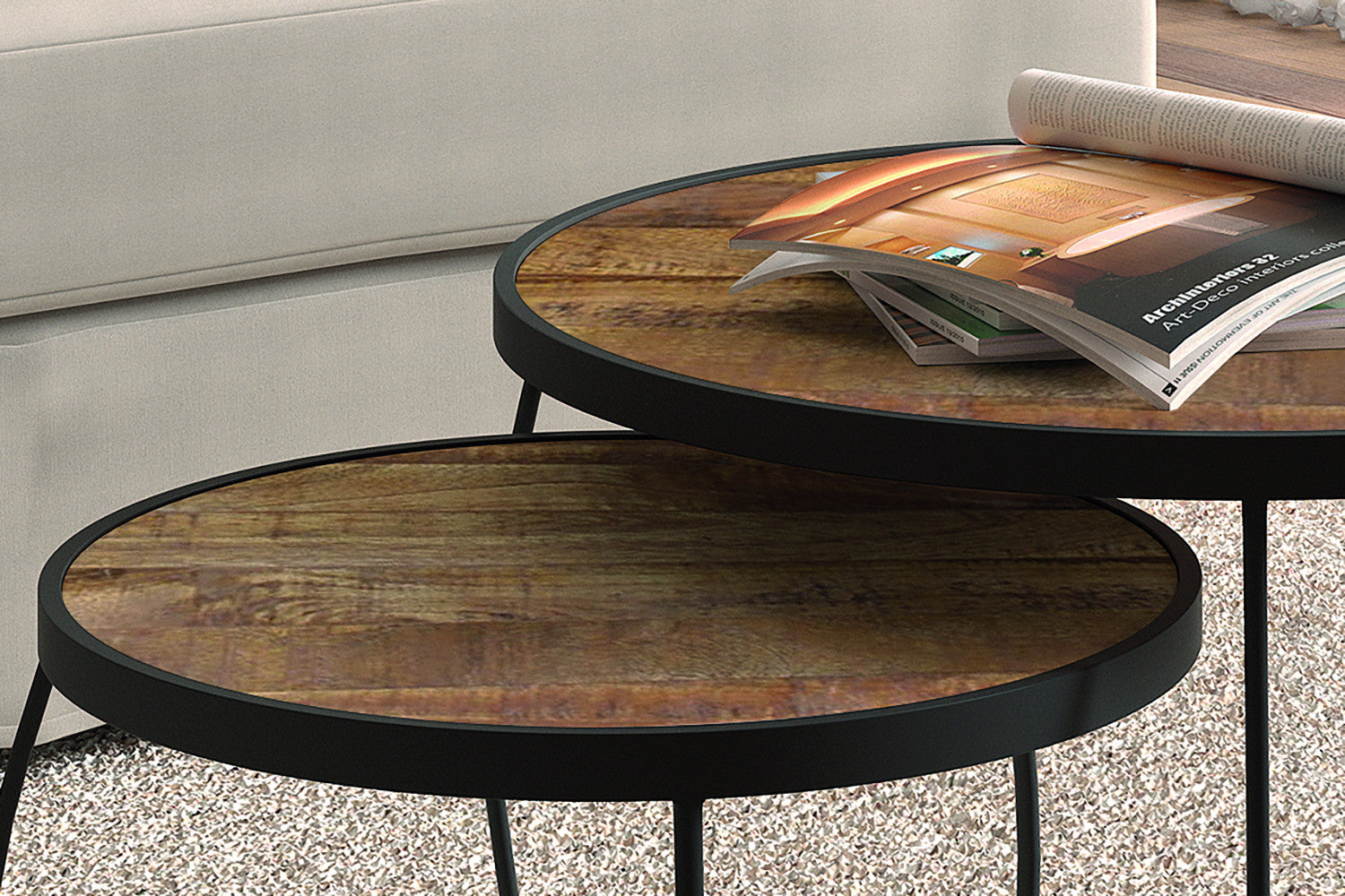 Salontafel 'Lars' 2-delig Mango hout - afbeelding 2