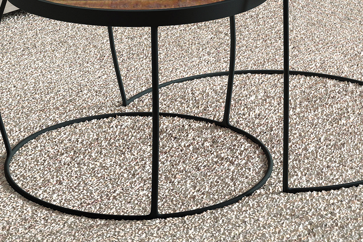 Salontafel Lars 2-delig Mango hout – breedte 65-48 cm, diepte 65-48 cm en hoogte 43-34 cm – aanzicht 4