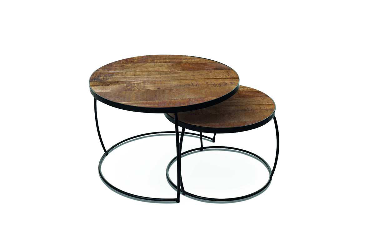 Salontafel Lars 2-delig Mango hout – breedte 65-48 cm, diepte 65-48 cm en hoogte 43-34 cm – aanzicht 5
