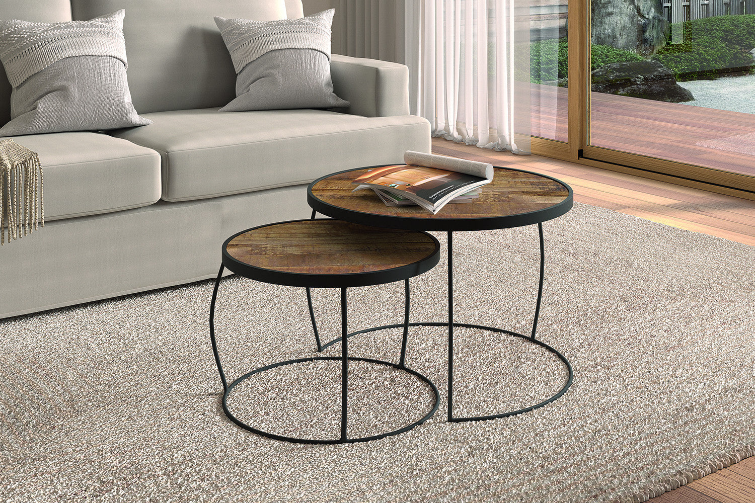 Salontafel 'Lars' 2-delig Mango hout – Rousseau 3950-1