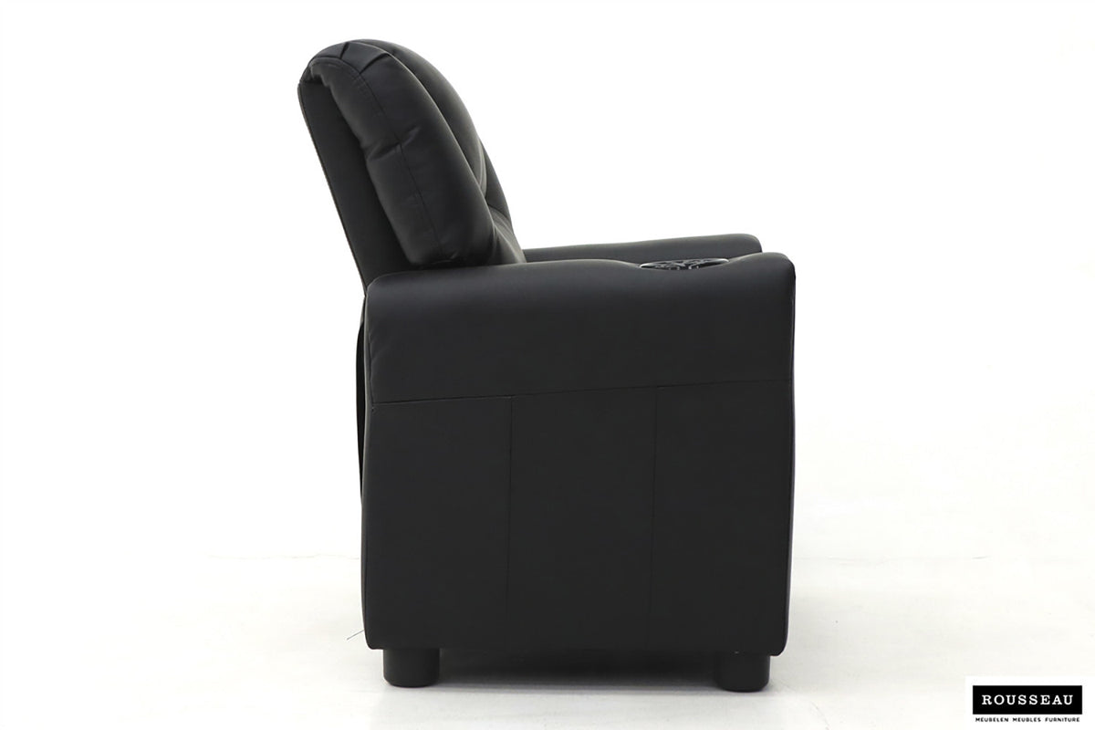Mini-Relax Renée manueel verstelbaar PU Zwart – breedte 61-97 cm, diepte 42 cm en hoogte 65 cm – aanzicht 4