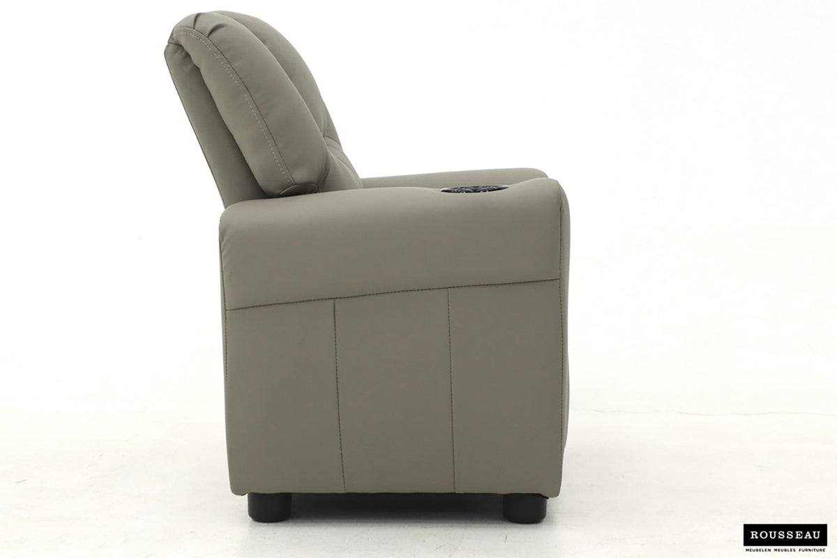Mini-Relax Renée manueel verstelbaar PU Grijs – breedte 61-97 cm, diepte 42 cm en hoogte 65 cm – aanzicht 4