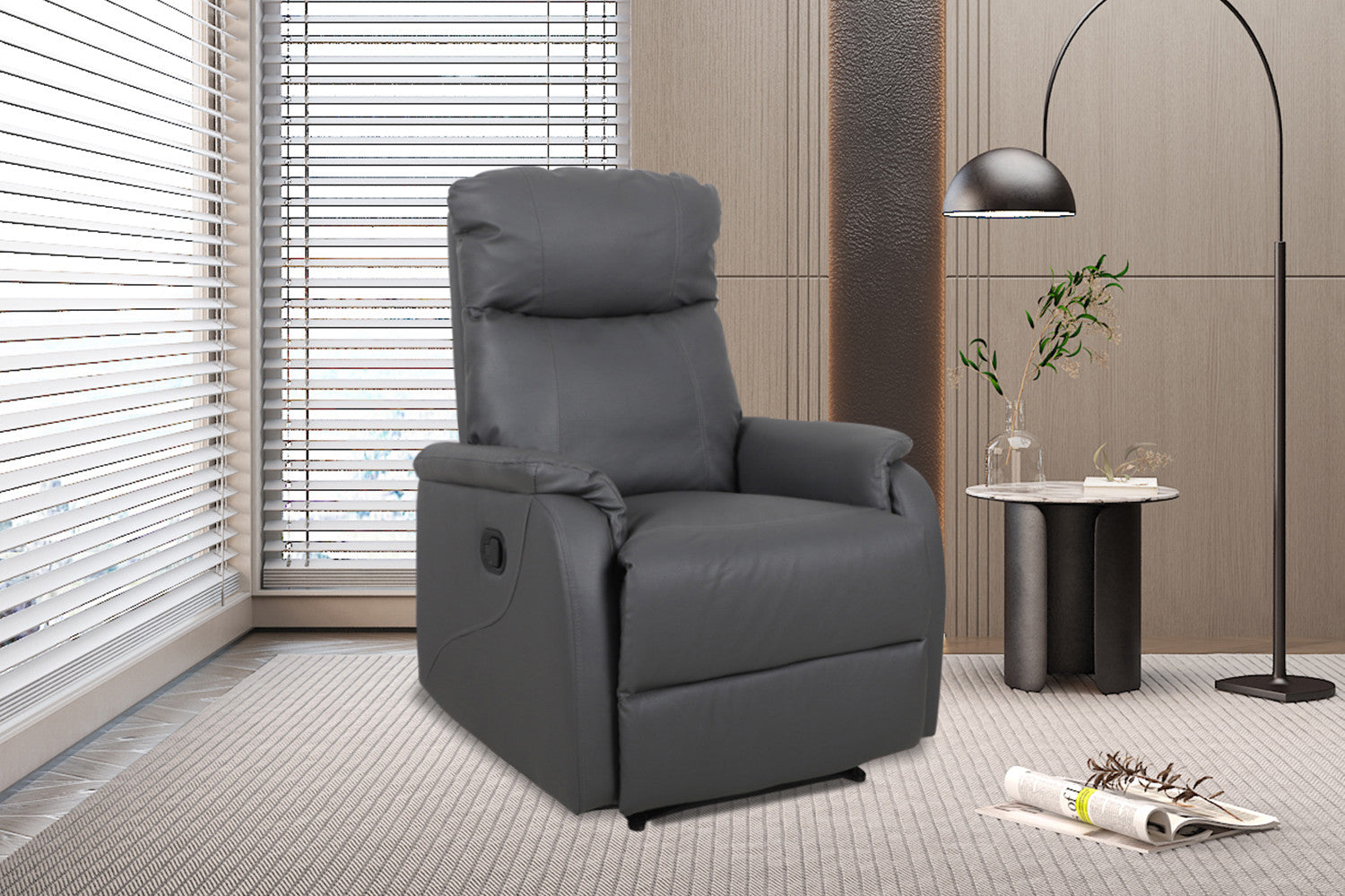 Relax 'Tokio' manueel verstelbaar PU Grijs – Rousseau 4515-3