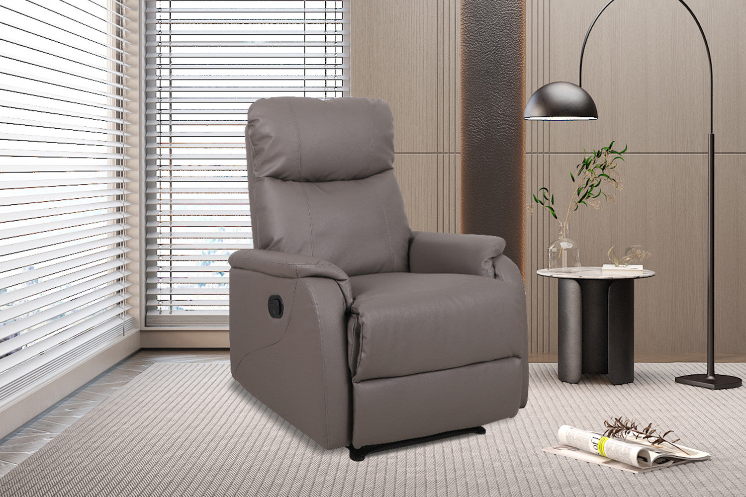 Relax 'Tokio' manueel verstelbaar PU Taupe – Rousseau 4515-4