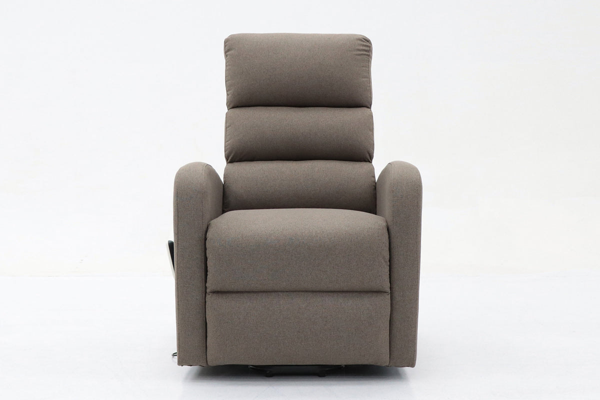 Elektrische relax met lift Bruges Stof Taupe – breedte 73 cm, diepte 85 cm en hoogte 106 cm – aanzicht 2