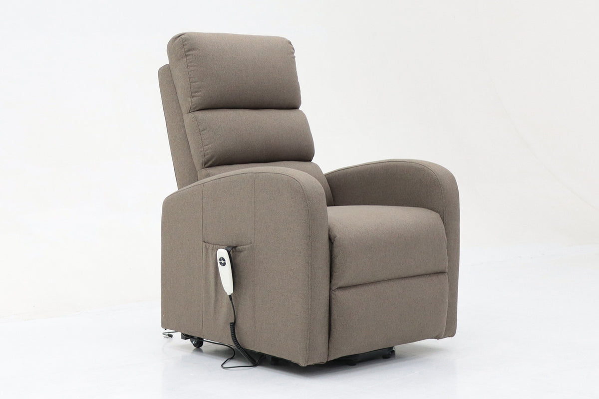 Elektrische relax met lift Bruges Stof Taupe – breedte 73 cm, diepte 85 cm en hoogte 106 cm – aanzicht 3