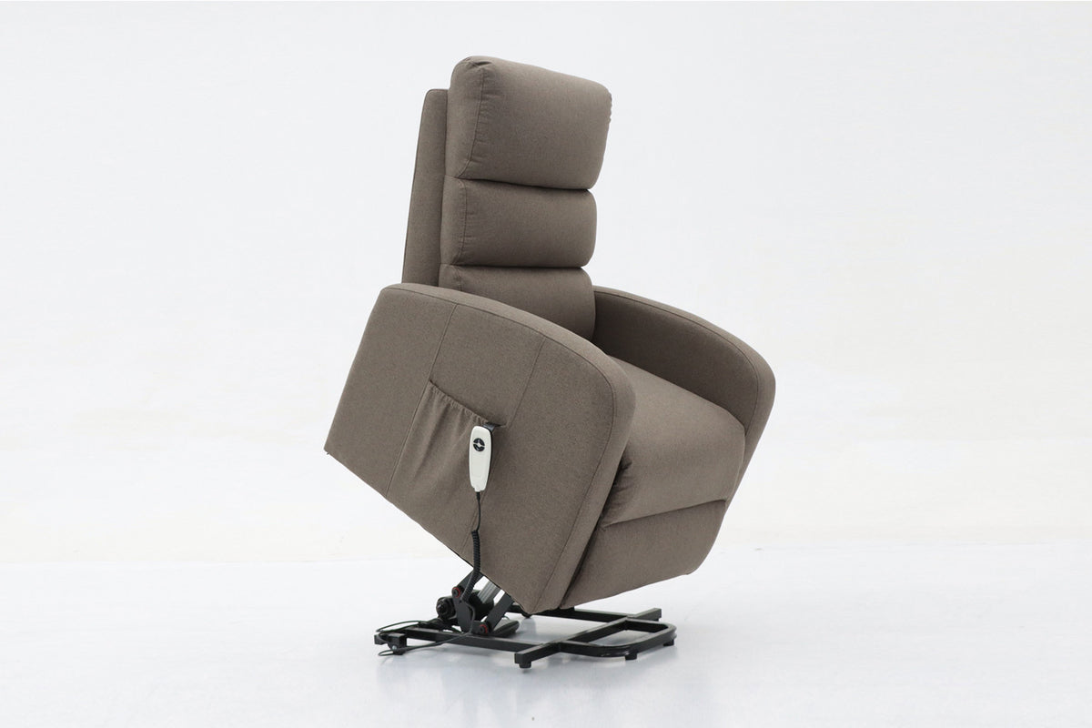 Elektrische relax met lift Bruges Stof Taupe – breedte 73 cm, diepte 85 cm en hoogte 106 cm – aanzicht 4