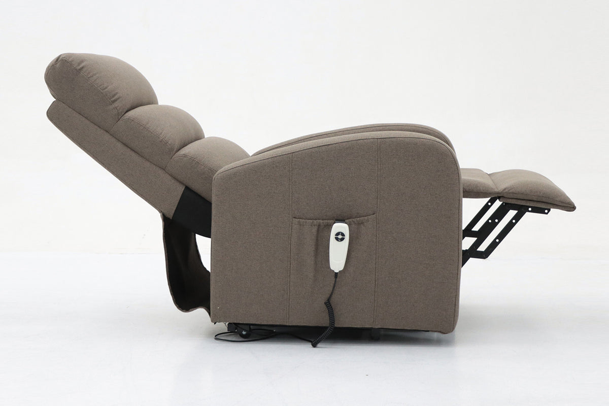 Elektrische relax met lift Bruges Stof Taupe – breedte 73 cm, diepte 85 cm en hoogte 106 cm – aanzicht 6