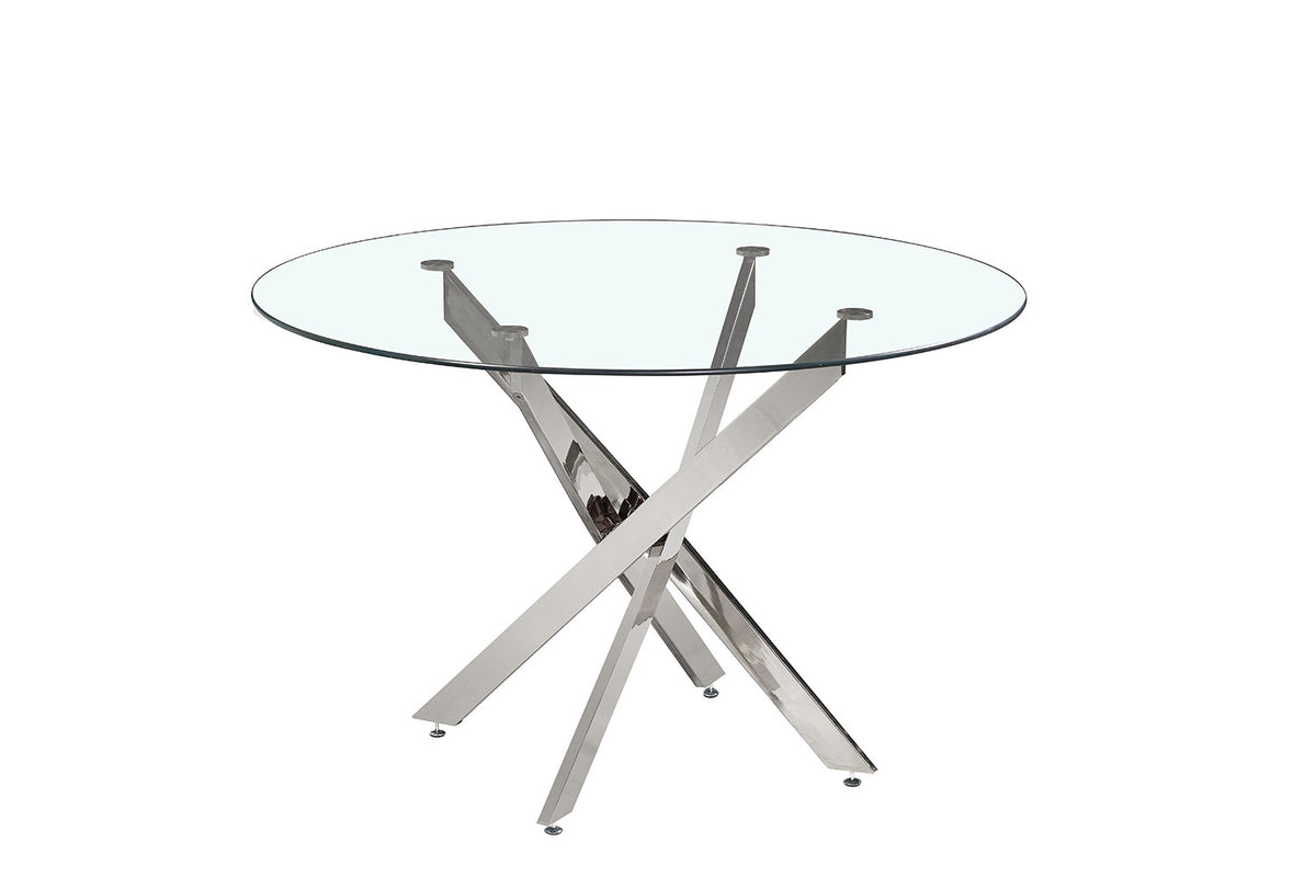 Tafel Lasi 120 cm Rond Glas, Poten Chroom – breedte 120 cm, diepte 120 cm en hoogte 77 cm – aanzicht 4