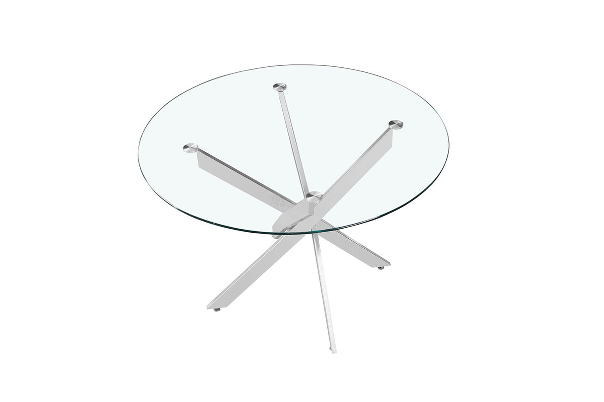 Tafel Lasi 120 cm Rond Glas, Poten Chroom – breedte 120 cm, diepte 120 cm en hoogte 77 cm – aanzicht 5