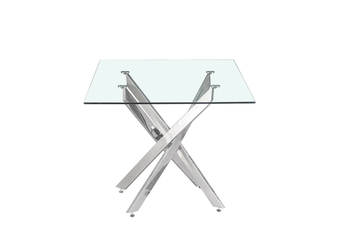 Tafel Lasi 160 cm Glas, Poten Chroom – breedte 160 cm, diepte 90 cm en hoogte 75 cm – aanzicht 5