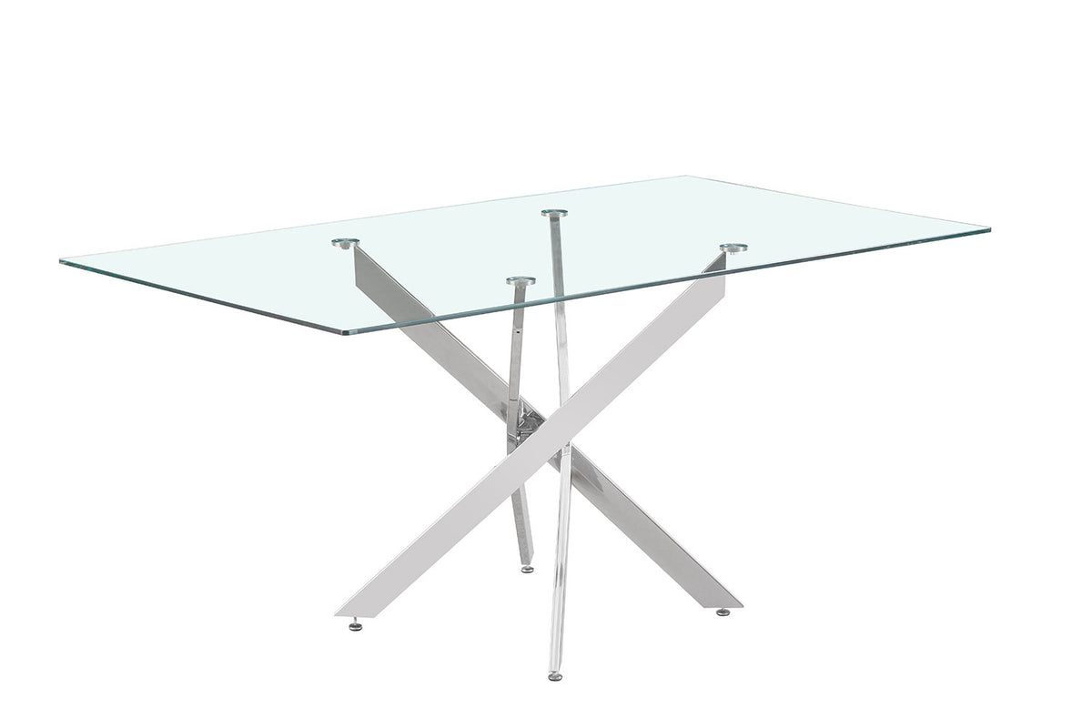 Tafel Lasi 160 cm Glas, Poten Chroom – breedte 160 cm, diepte 90 cm en hoogte 75 cm – aanzicht 6