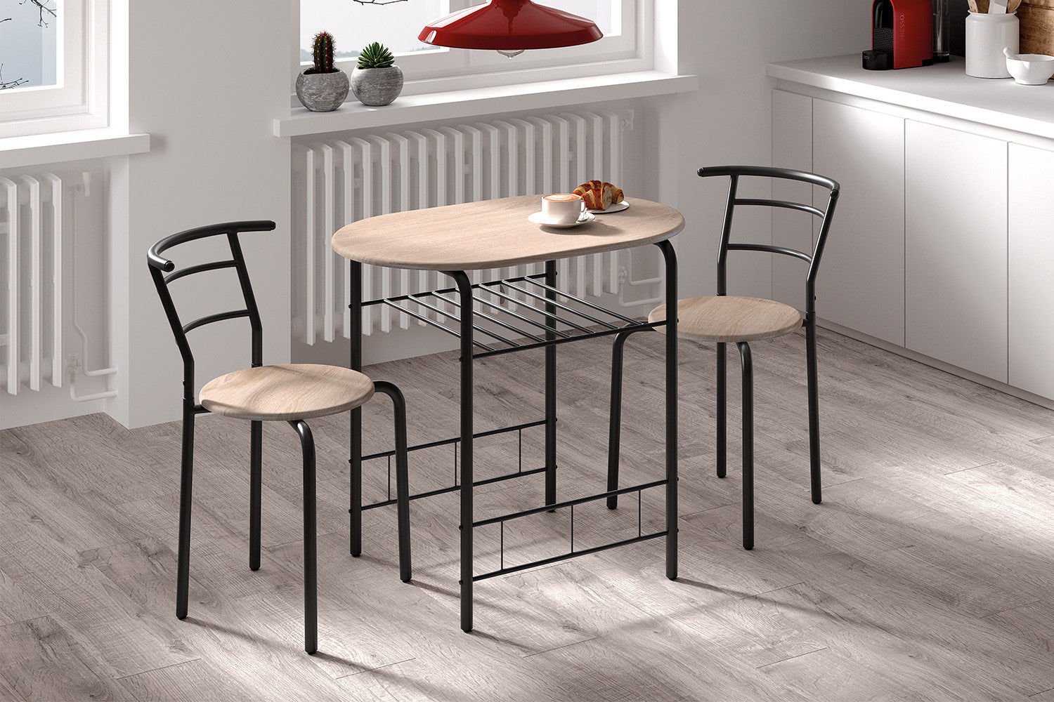 Tafelset 'Adam' Zwart metaal Decor sonoma – Rousseau 5020-2