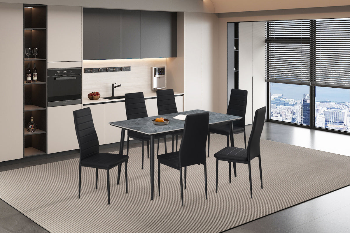 Tafel Kenzo 140 cm Rechthoekig Steen Grijs – breedte 140 cm, diepte 80 cm en hoogte 75 cm – aanzicht 4