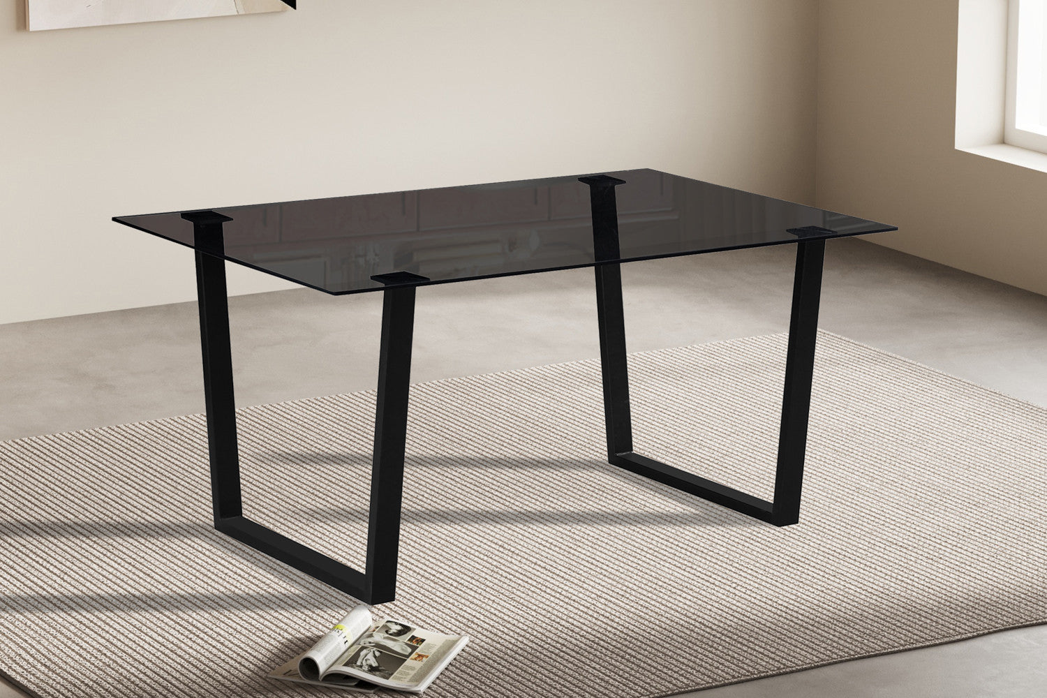 NEW - Tafel 'Boaz' 150 cm Rechthoekig Glas - afbeelding 2