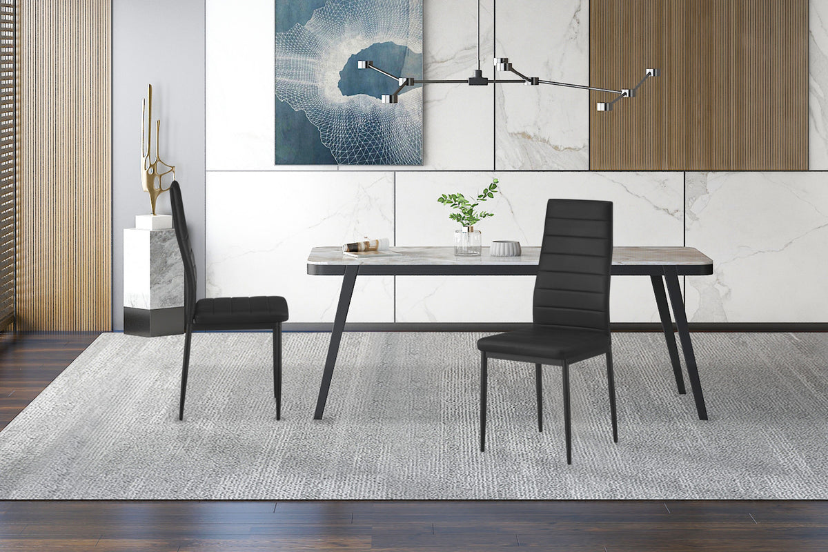 Set van 4 stoelen Cato/Kenzo PU Zwart – breedte 41 cm, diepte 48 cm en hoogte 96 cm – aanzicht 3