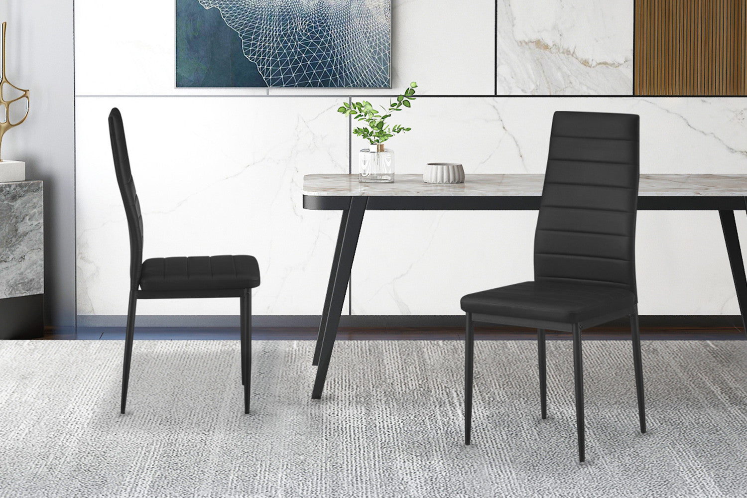 Set van 4 stoelen 'Cato/Kenzo' PU Zwart – Rousseau 5115-2