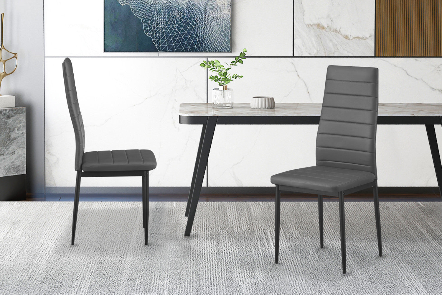 Set van 4 stoelen 'Cato/Kenzo' PU Grijs – Rousseau 5115-3
