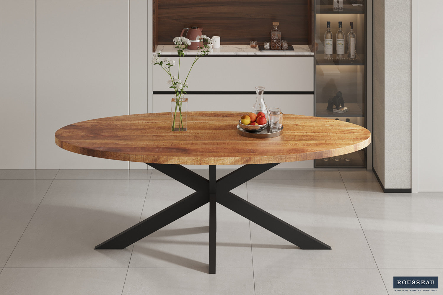 Tafel 'Alexa' 200 cm Ovaal Mango hout – Rousseau 51530-1
