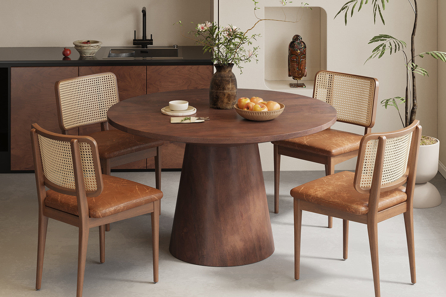 Tafel 'Tommy' 130 cm Rond Mango hout Bruin – Rousseau 51555-3