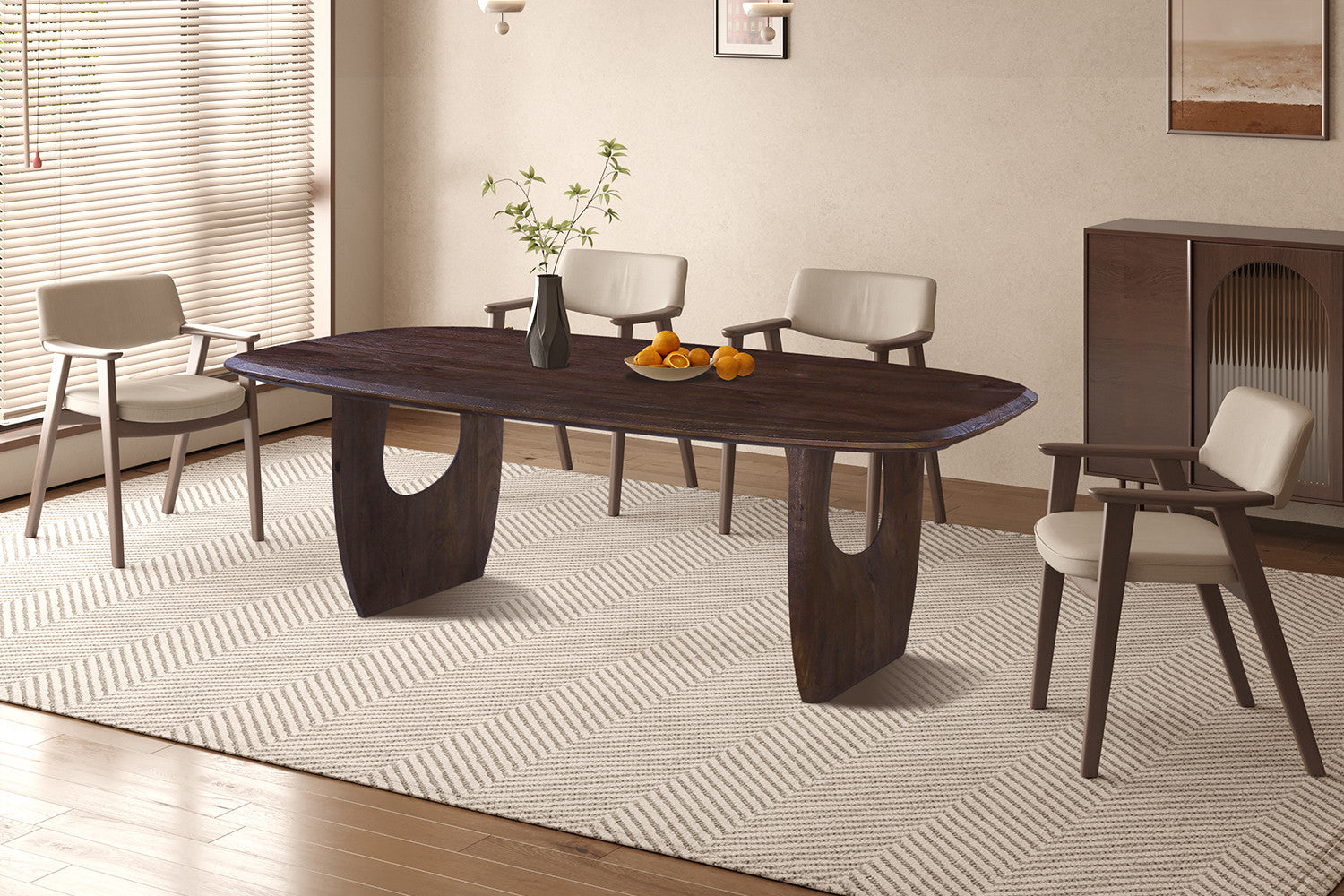 NEW - Tafel 'Braga' Deens Ovaal Mango hout Donkerbruin – Rousseau 51620-1